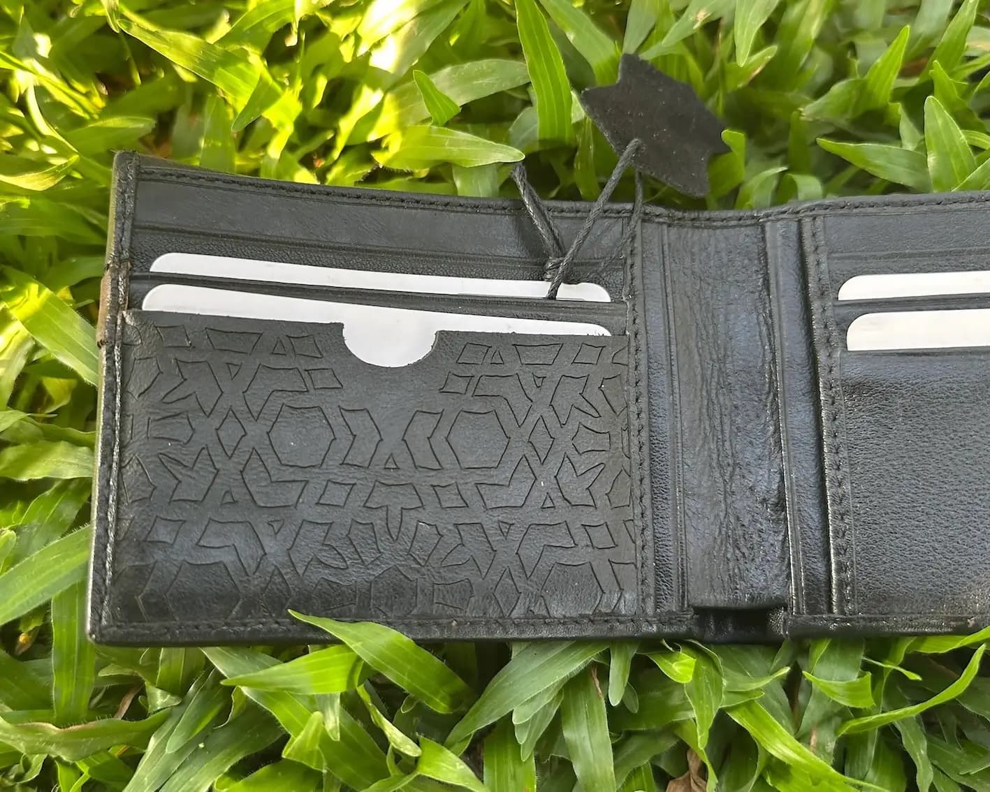Signature Stripe Bi-Fold Genuine Leather Wallet for Men left side